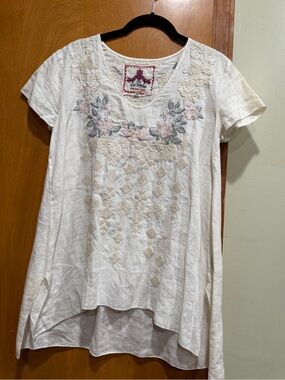 Johnny Was White Floral Embroidered Tunic